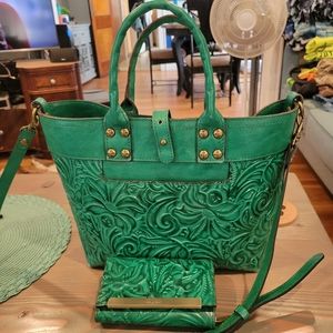 Genuine leather bag and wallet set